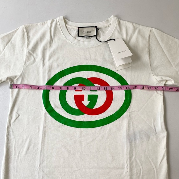 Gucci Interlocking GG Logo Oversized Cotton Graphic Tee Shirt Size Extra Small - Picture 10 of 16
